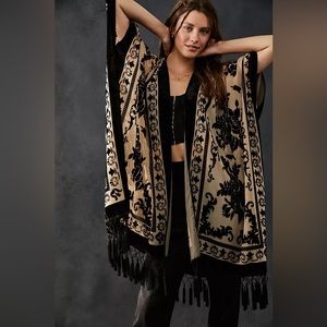 Free People Nightbird Black + Beige Kimono
